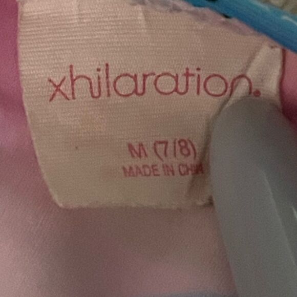 Girls medium (7/8) Xhileration pink with yellow, blue, green circles tankini - Picture 12 of 12